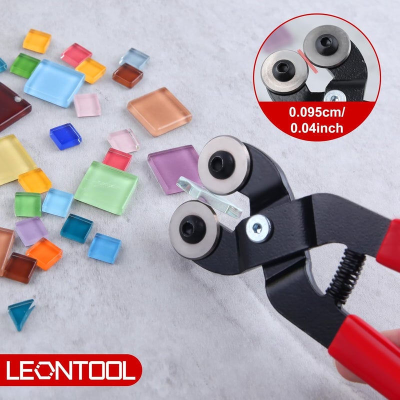 LEONTOOL كماشة بلاط زجاجي صغيرة 6.5 بوصة، كماشة موزاييك زجاجية ثقيلة الوزن بعجلات كربيد، كماشة بلاط سيراميك Hd، كماشة تشكيل بمقبض مريح، أداة قطع بلاط مرآة صغيرة - Image 3